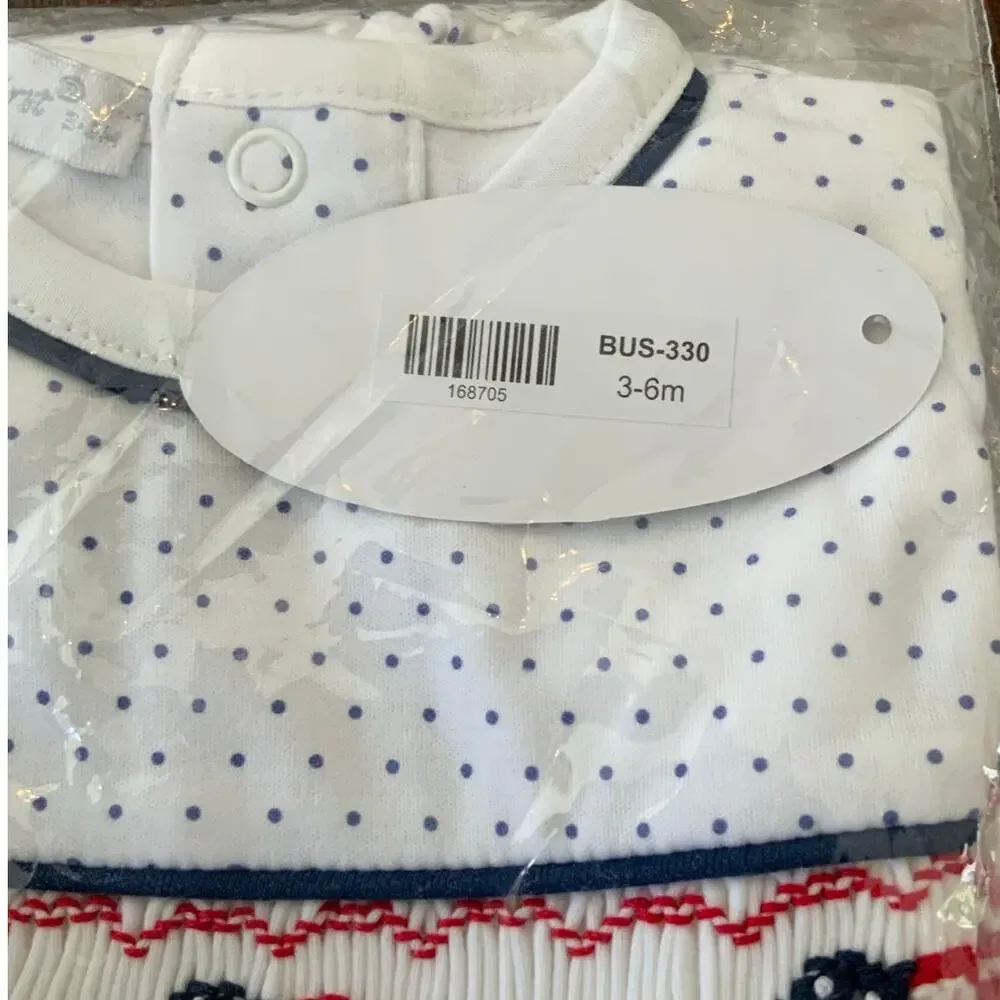 Hug Me First Pima Cotton USA HAND SMOCKED BUBBLE NWT size 3-6mo‎
